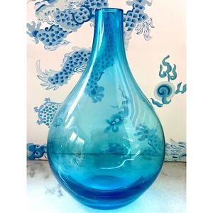Vintage mid century modern gourd vase. Aqua Blue (possibly Johanna Jelinek).